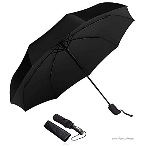 Black Umbrella Compact Travel Umbrella - Windproof  Reinforced Canopy  Ergonomic Handle  Auto Open/Close Multiple Colors
