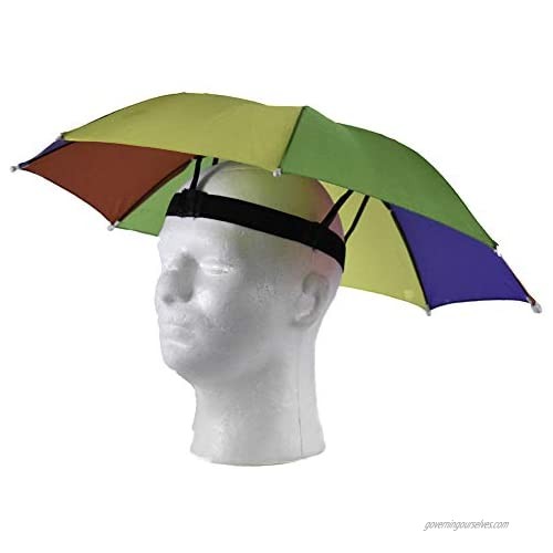 Brightly Colored Collapsible Umbrella Cap Rainbow Waterproof Fishing Sun Golfing Hat Adults & Kids