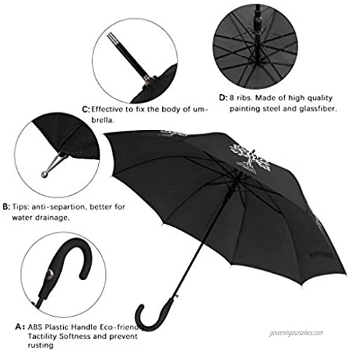 CARRYWON Auto Open Stick Umbrella Color Changing Golf Umbrellas Windproof Sunshade Sunblock UPF30+ for Women Kids Adult（Black）