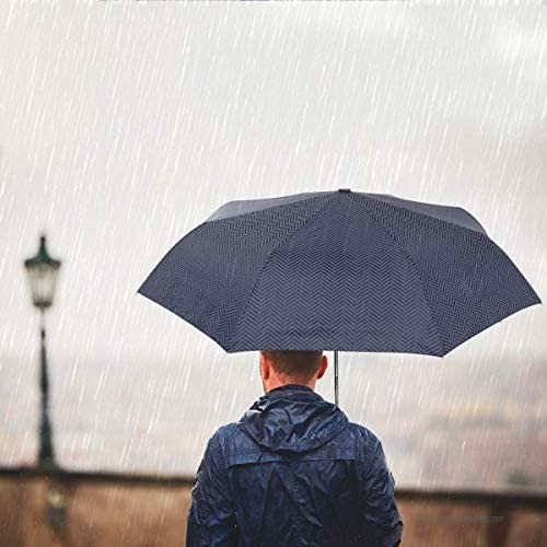 CARRYWON Auto Open Travel Folding Umbrella Waterproof Winfproof Umbrella Business Style for Men Women Adult（Navy Blue）