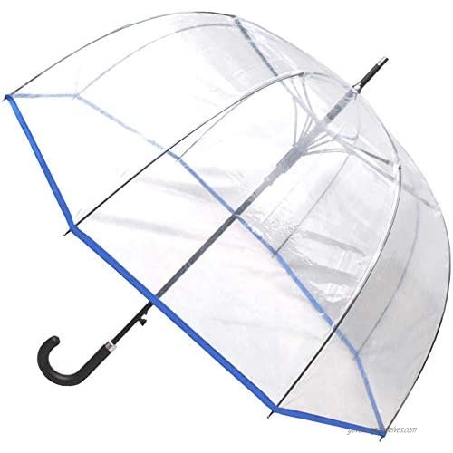COLLAR AND CUFFS LONDON - Rare Automatic - Windproof EXTRA STRONG - StormDefender - Fiberglass - Clear Dome Umbrella - Blue Trim