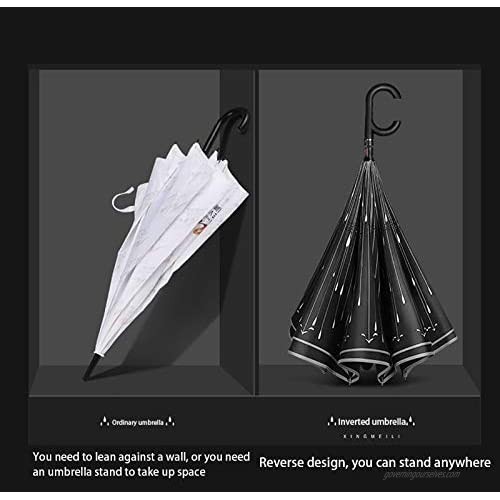 Double Layer Folding Inverted Umbrella - Auto shutdown Inverted Umbrella Double Layer Reverse Umbrella Windproof UV Protection Reverse Folding Umbrella with C-shaped Handle for Car Outdoor