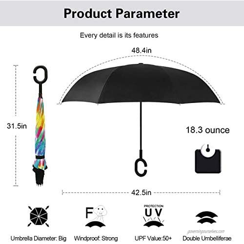 Double Layer Inverted Umbrella With C-Shaped Handle Anti-UV Waterproof Windproof Straight Reverse Umbrella For Car Rain Outdoor Use