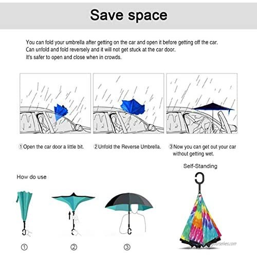 Double Layer Inverted Umbrella With C-Shaped Handle Anti-UV Waterproof Windproof Straight Reverse Umbrella For Car Rain Outdoor Use