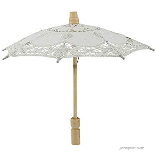 Fdit Lace Umbrella  Bridal Umbrella Lace Cotton Embroidery Handmade Parasol Umbrella Wedding Supply(Beige)