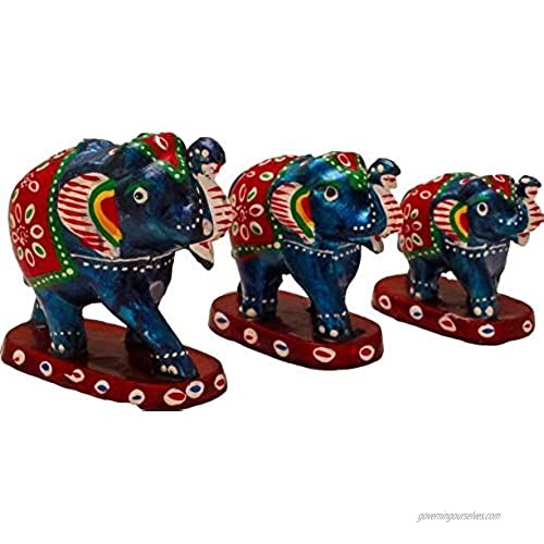Garden Of Arts Set of 3 Small Elephants Home Decor Showpiece in Multicoloured
