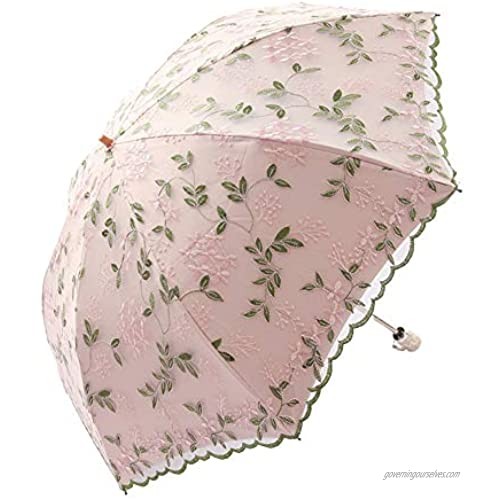 Honeystore Handmade Embroidery Lace Princess Parasol Wedding Decorative Umbrella 03Pink