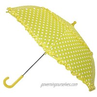 iRain Kids' Hook Handle Ruffled Polka Dot Umbrella  Yellow