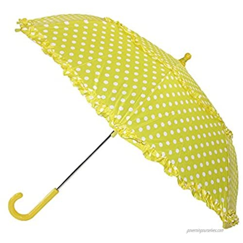 iRain Kids' Hook Handle Ruffled Polka Dot Umbrella  Yellow