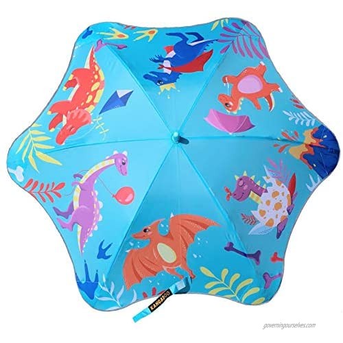 KANGADOO Dinosaurs Umbrellas for Rain- Kids Cute Pattern Safe Round Edges Windproof and Rainproof…