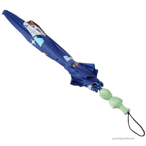 Kidorable Blue Space Hero Umbrella for Boys w/Fun Alien Handle Pop-Up Spaceship Astronaut