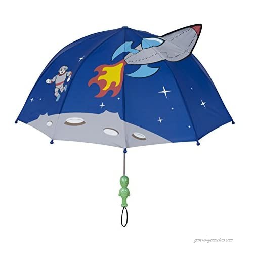 Kidorable Blue Space Hero Umbrella for Boys w/Fun Alien Handle  Pop-Up Spaceship  Astronaut
