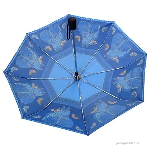 Laurel Burch Compact Umbrella Canopy Auto Open/Close 42-Inch Indigo Cats