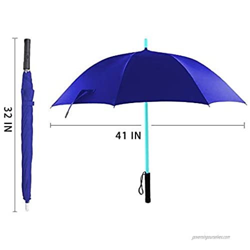 LED Lightsaber Light Up Umbrellas with 7 Color Changing Effects Windproof Golf Umbrellas with Flashlight Handle (Blue)