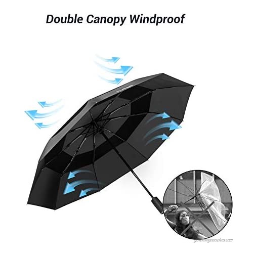 MayRoxe Umbrella Easy Auto Open & Close for One Hand Travel Umbrella Double Vented Windproof Umbrella Folding Portable Lightweight Small Umbrella Waterproof Stick Umbrella Black