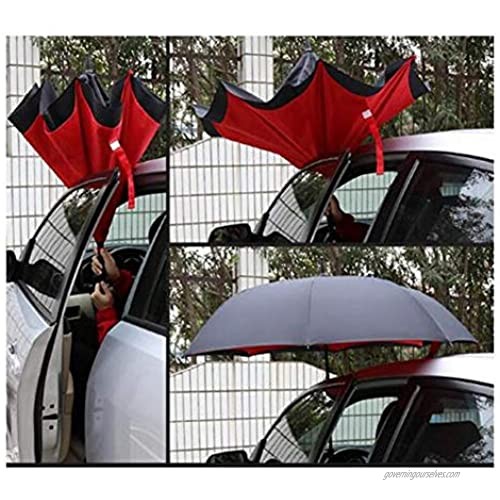 Monstleo Inverted Umbrella Double Layer Reverse Umbrella for Car and Outdoor Use by Windproof UV Protection Big Straight Umbrella with C-Shaped Handle and Carrying Bag (pugongying)