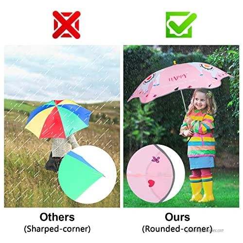 OKDEALS Kids Umbrella for Rain | Girls Boys Umbrella Stick Umbrella with Reflective Strips Anti-poke&Waterproof Cartoon Umbrella for Kids Age 3-10 Years