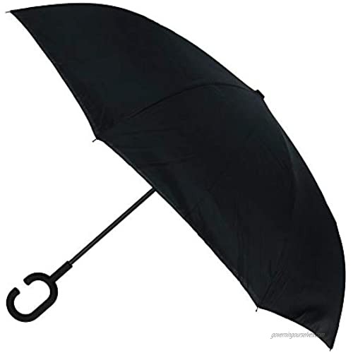 Parquet Galaxy Interior Double Layer Reverse Closing Stick Umbrella Black