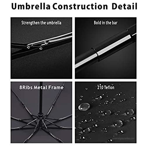 RECHAR Windproof Large Travel Umbrella 一 52/42 inchtwo size Automatic Unbreakable Umbrella Men&Women Totes Umbrella (Green-42inch)