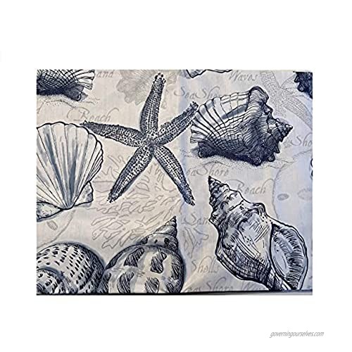 Seashells Nautical Vinyl Flannel Back Tablecloth with Zipper Closure for Umbrella Table Hole Beach Ocean Conch Shell Starfish Coastal 52 x 70 Oblong (Bundle) Paper Straws Included