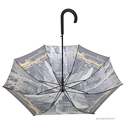 SMATI Stick Automatic umbrella - Auto Open - Stripe - resistant to wind (Black)