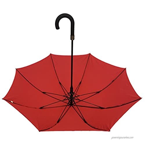 SMATI Stick Umbrella - Double Layers - French Design - Fashion - Sturdy - 8 fibreglass ribs Windproof - color (Red-black)