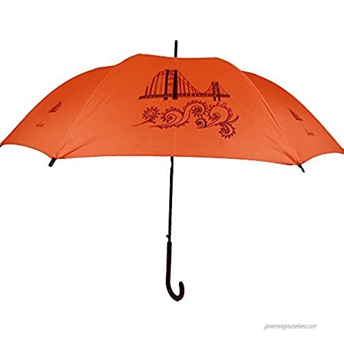 The San Francisco Umbrella Company auto Open Stick Umbrella Orange/black One Size
