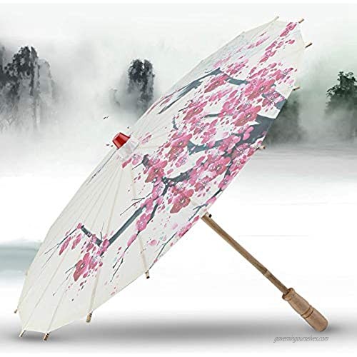 TOPINCN 23.6 inch Chinese Art Classical Dance Umbrella Rainproof Handmade Chinese Oiled Paper Umbrella Parasol for Wedding Parties Photography Costumes Cosplay Decoration