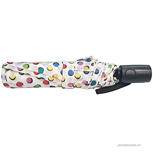 totes Basic auto open umbrella ~ 42" Coverage ~ Colorful dots on White