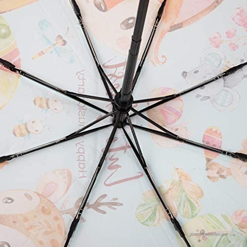 UNICA Auto Open Close 3 Folding Umbrella with Anti-Skip Handle Lightweight Umbrella for Easy Carrying in Bag 38 Inch Cute Forest