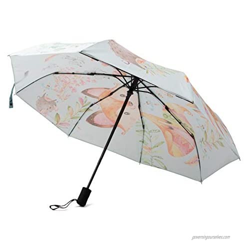 UNICA Auto Open Close 3 Folding Umbrella with Anti-Skip Handle  Lightweight Umbrella for Easy Carrying in Bag  38 Inch  Cute Forest