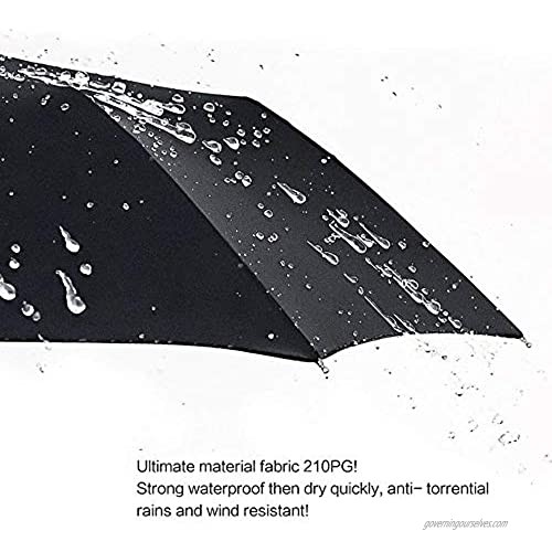 V-xzony Folding Teflon Umbrella with Coating 8 Ribs Windproof Sunshade Compact Folding Travel Umbrella Black
