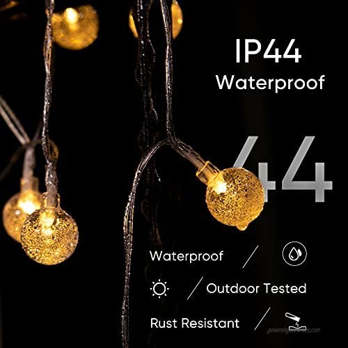 VINEY 33ft Crystal Globe String Lights Outdoor 100 Led 33 Feet String Lights with 8 Lighting Modes Waterproof Battery Powered Patio Lights for Garden Yard Porch Wedding Party Decor