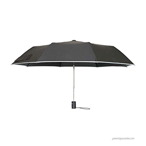 West Chester UMB340/OS Tri-Fold Umbrella - Black 40 in Pongee Automatic Opening Umbrella with Fiberglass Ribs Metal Shaft Gray Trim
