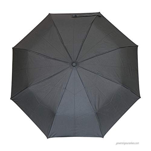 West Chester UMB340/OS Tri-Fold Umbrella - Black 40 in Pongee Automatic Opening Umbrella with Fiberglass Ribs Metal Shaft Gray Trim