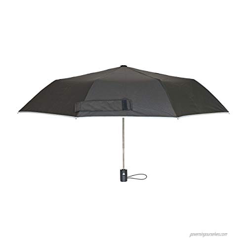 West Chester UMB340/OS Tri-Fold Umbrella - Black  40 in  Pongee  Automatic Opening Umbrella with Fiberglass Ribs  Metal Shaft  Gray Trim