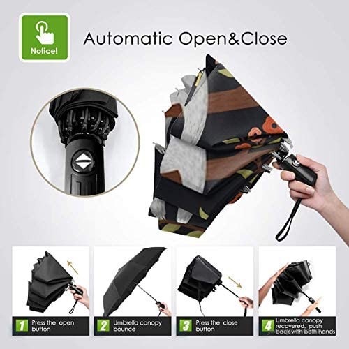 Windproof Umbrella Travel Auto Open/Close Waterproof Portable Umbrella with Ergonomic Handle 8 fiberglass Ribs-Follow Your Dreams