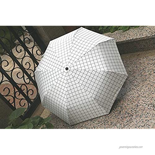 Wonderful Life Umbrella Outdoor Windproof Travel Compact Umbrella Anti UV Sun/Rain Folding Plaid Umbrella Manual Opens/Closes for Men Women Kids Umbrella (White)