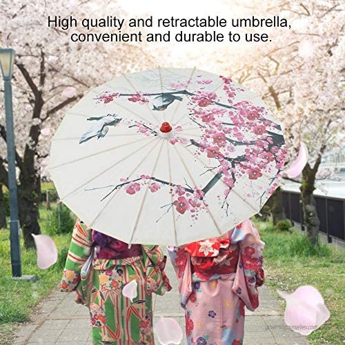 Zerodis Oil Paper Umbrella Women Windproof Flower Pattern Chinese Classical Dance Umbrella for Photography Costumes Cosplay