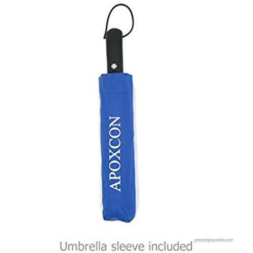 APOXCON Double Canopy Auto Open Close Folding Umbrella Windproof Waterproof Travel Umbrella Large Blue White Color