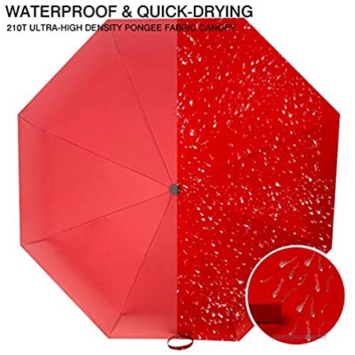 Auto Umbrella Windproof Compact travel Sturdy UV Protection Umbrella Small Sun & Rain Umbrellas for Men Women Automatic Open & Close by Katur (Red)