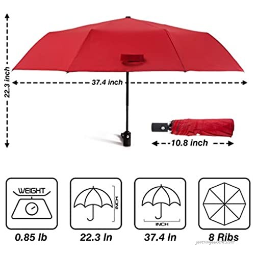 Auto Umbrella Windproof Compact travel Sturdy UV Protection Umbrella Small Sun & Rain Umbrellas for Men Women Automatic Open & Close by Katur (Red)