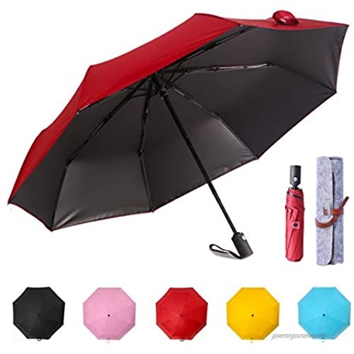Auto Umbrella Windproof  Compact travel Sturdy UV Protection Umbrella Small Sun & Rain Umbrellas for Men Women  Automatic Open & Close by Katur (Red)