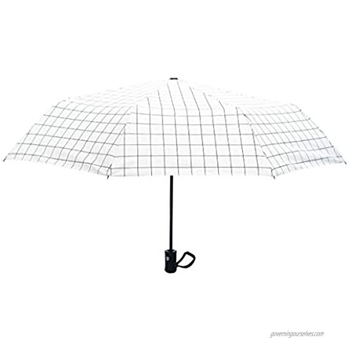 Automatic Umbrellas UV protection Auto Open Close Large Compact Folding Travel Umbrella Windproof Reinforced Canopy Ergonomic Handle Multiple Colors (black grid)