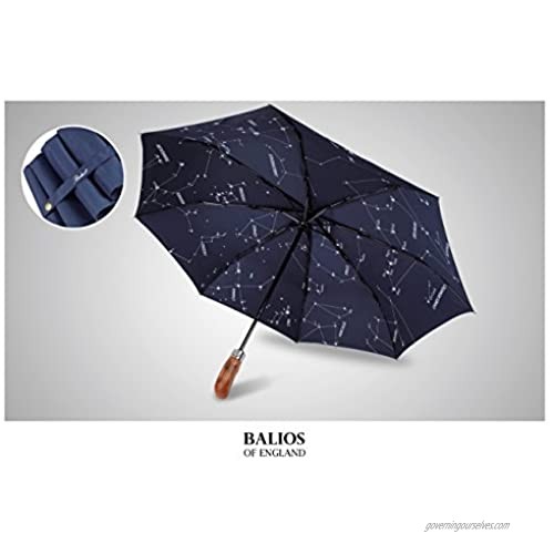 Balios Prestige Travel Umbrella Wood Handle Auto Open & Close Designed in UK