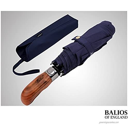 Balios Prestige Travel Umbrella Wood Handle Auto Open & Close Designed in UK