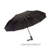 FABCOLL Windproof Travel Umbrella with Teflon Coating，Large compact Folding Umbrella with Ergonomic Handle  Black