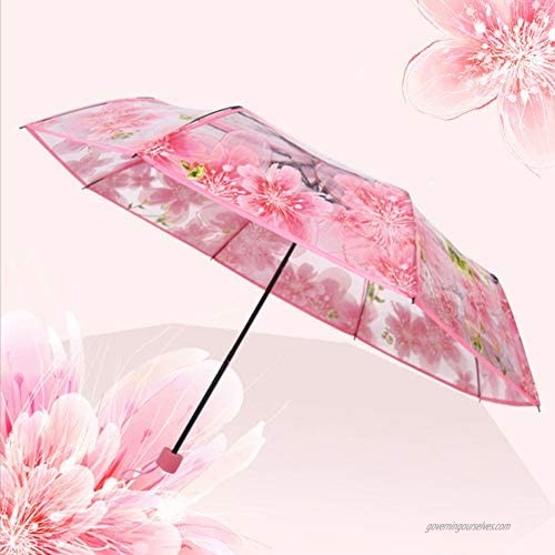 Folding Cherry Blossom Rain Wind Umbrella Full Automatic Folding Transparent Clear Auto Travel Umbrella for Women Girls