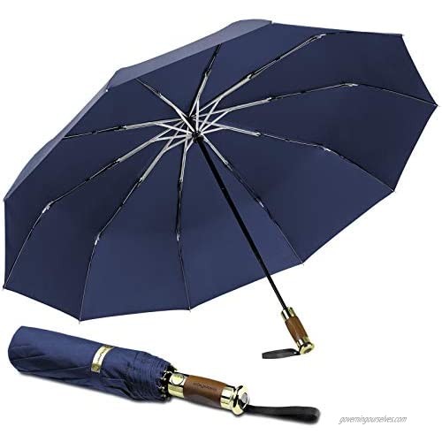 GoldenPlayer Large Travel Umbrella 52inch Automatic Folding Umbrellas Windproof Golf Umbrella-10Ribs