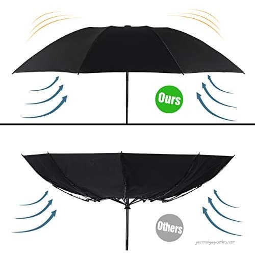 HITSLAM Black Umbrella Windproof Automatic Compact Travel Umbrella